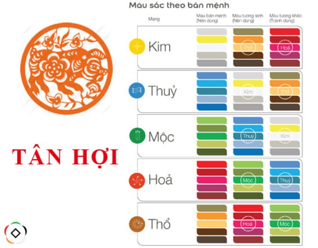 Tuổi Tân Hợi hợp màu gì